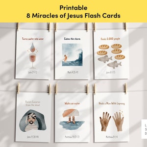Tarjetas imprimibles de los milagros de Jesús, Historias de milagros bíblicos, Arte, Escuela dominical para niños, Actividad educativa cristiana para niños en edad preescolar