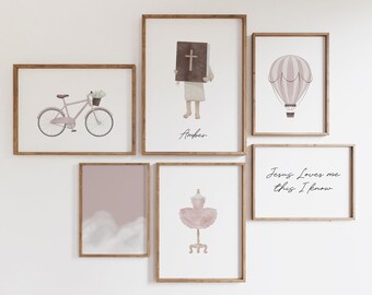 Personalized Pink Christian Nursery Art Prints: Girl's Room Decor (Digital Download)