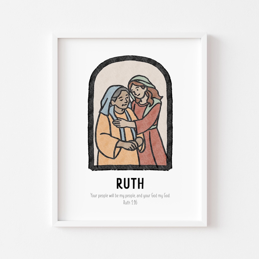 Ruth Bible Character Wall Art, Boho Christian Kids Nursery Decor, Faith ...