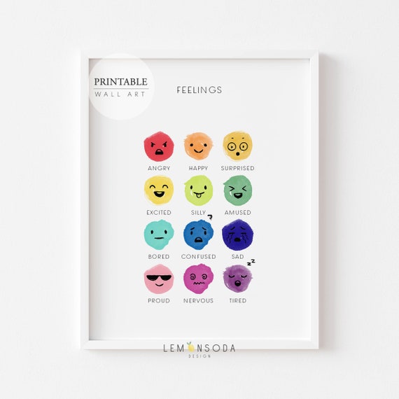 Feelings Chart Poster Printable Watercolor Rainbow Color - Etsy