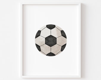 Könnte beinhalten: Eine Schwarzweiß-Aquarell-Illustration eines Fußballs.
