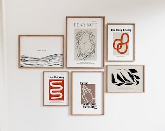 Modern Christian Scripture Print Set, Trendy Gallery Wall Art (Digital Download)