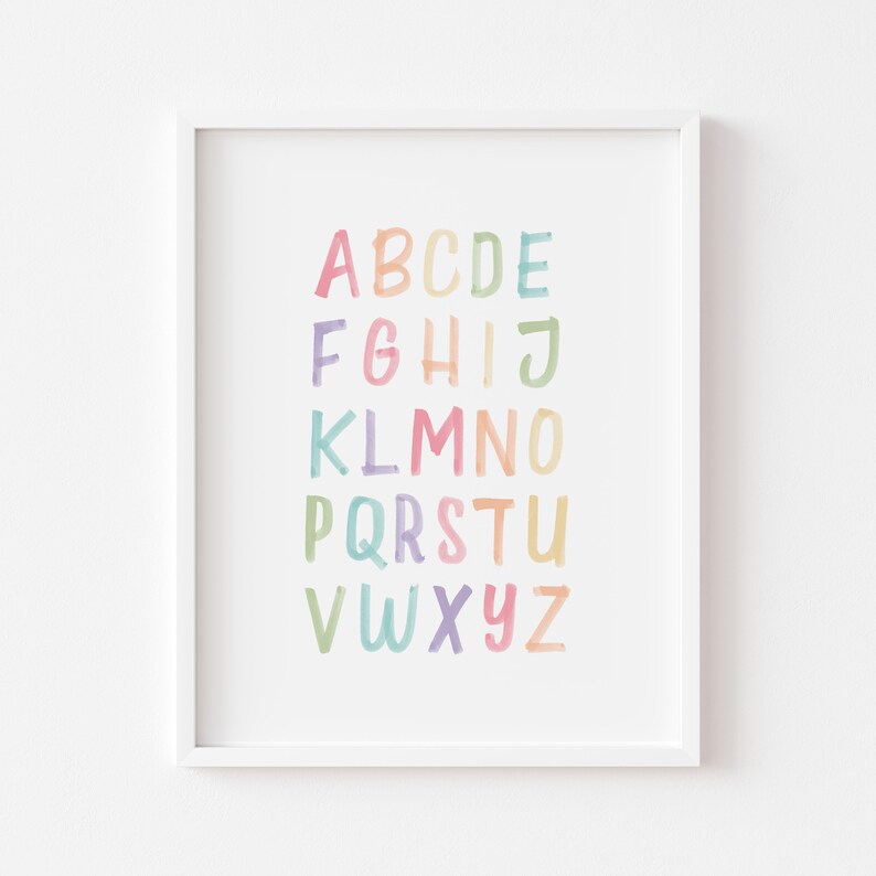 Girl Play Room Decor Instant Download Home School Decor Set of 3 Girls Nursery Wall Art Pastel Alphabet Print Printable Montessori Art