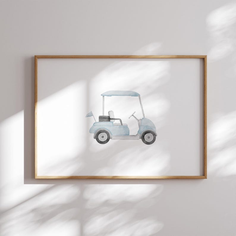 Blue Baby Boy Room Decor, Wall Art Prints Set of 6, Custom Name Initial