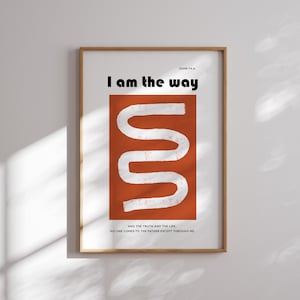 Trendy Modern Christian Poster, The Way The Truth The Life, Christian Aesthetic abstract art, John 14:6 Print, Jesus scripture home decor