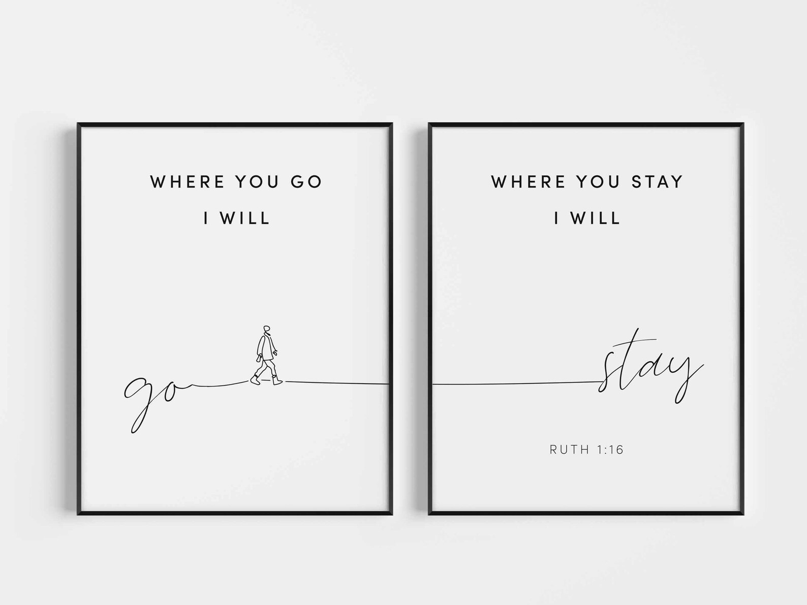 Ruth 1 16 Set of 2 Prints Printable Bible Verse Wall Art Etsy
