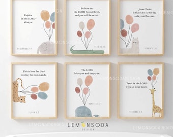 Animal Nursery Verse Art Prints: Christian Scripture Decor (Digital Download)