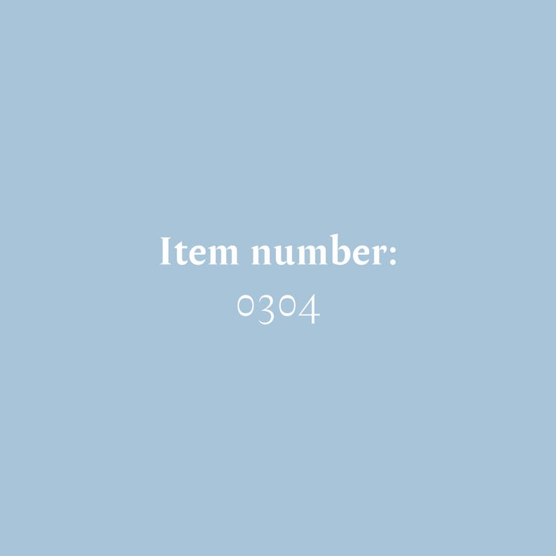 May include: A light blue background with white text that reads "Item number: 0304".
