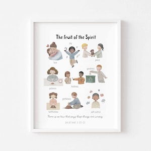 The Fruit of The Spirit Print For Kids, Galatians 5:22 Church Sunday School Decor, Christian Religious  Education Nursery, Digital Downloads