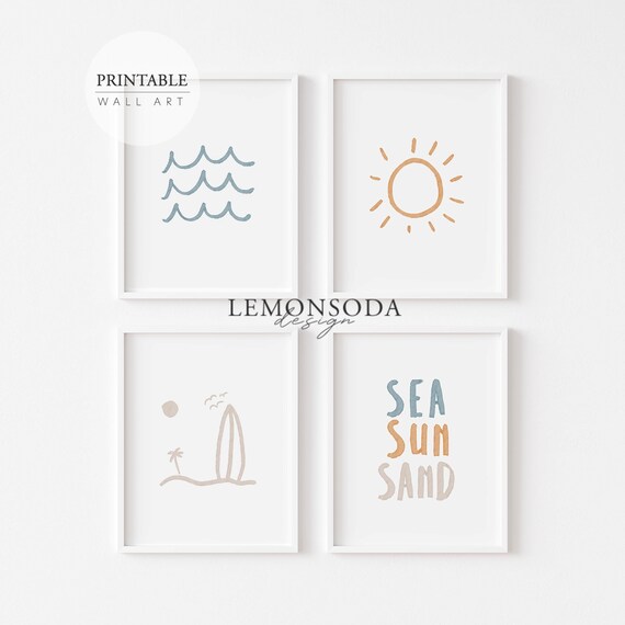 Beach Nursery Print Set: Summer Surf Decor (Digital Print)