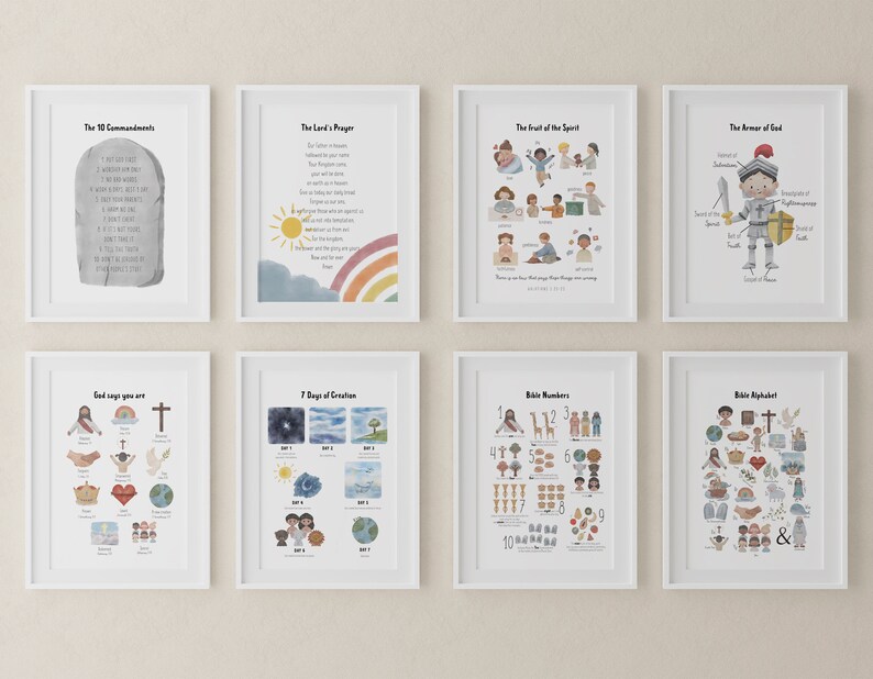 Set of 8 Christian Nursery Wall Art Bundle PRINTABLE Church Etsy
