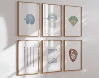 Blue Baseball Nursery Decor: Personalized Sports Wall Art (Digital Download)