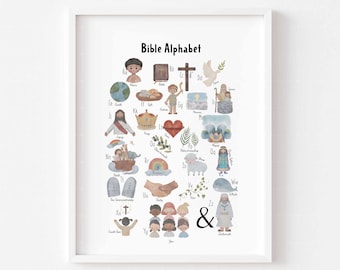 Kids Bible Alphabet Print: Christian Educational Wall Art (Digital Download)
