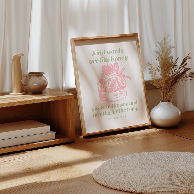 Cottagecore Proverbs Print: Pink Green Christian Wall Art (digital ...
