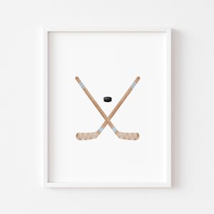 Blue Ice Hockey Sticks wall art, digital print, Hockey wall art, Vintage Sports nursery decor, kids Playroom wall art, Kids Athlete decor