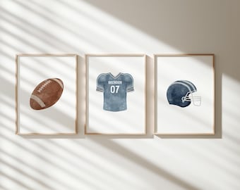 Blue Football Nursery custom name wall art, Blue Sports Nursery Decor, boy Sports room wall decor, Personalized name, baby shower decor