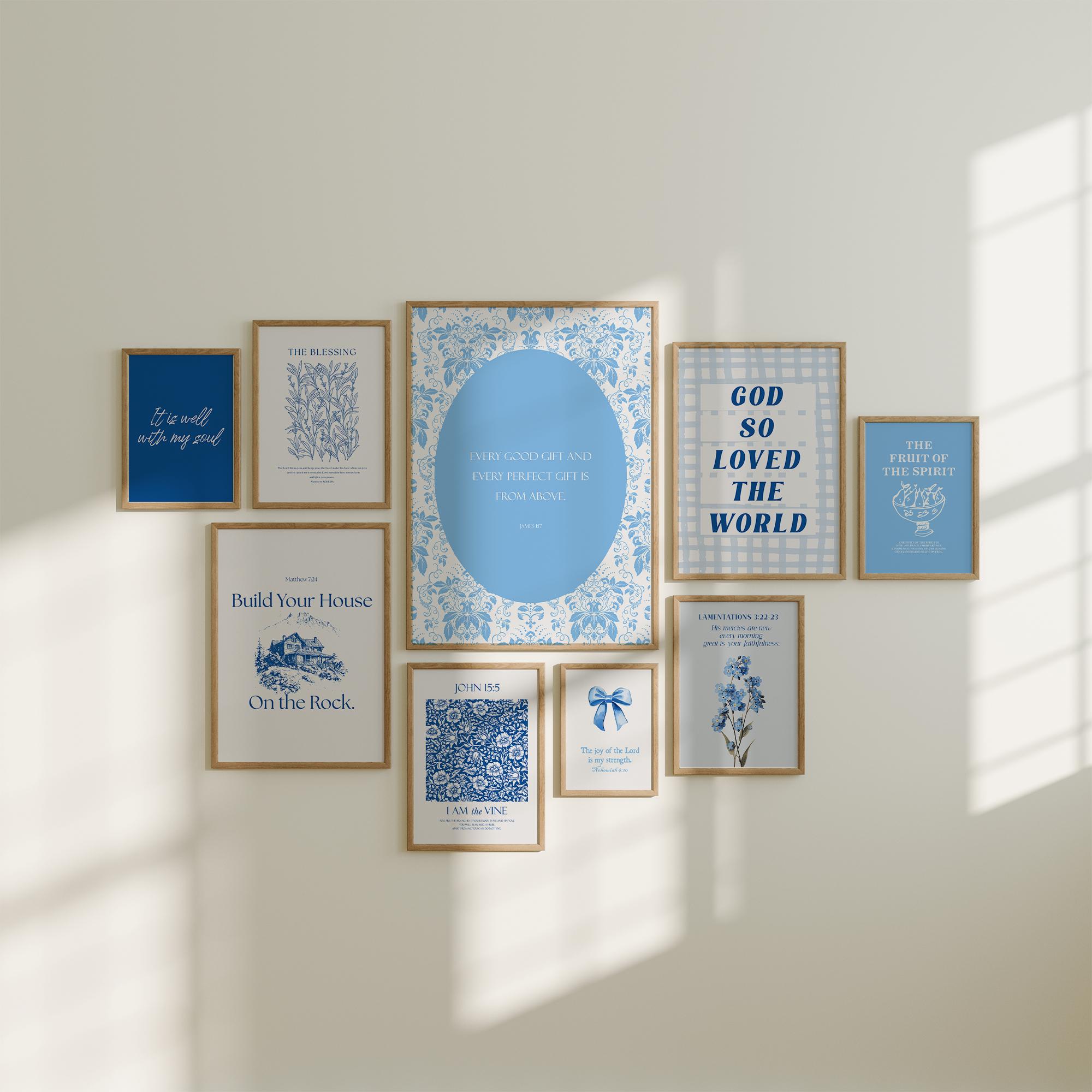 Blue Christian Bible Verse Gallery Wall Art Set (digital Download) - Etsy