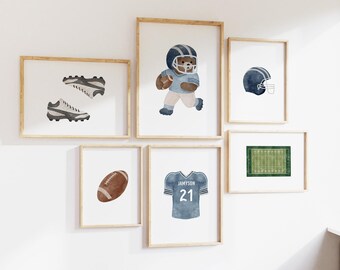 Football Teddy Bear Nursery Wall Art Personalized Sports Room Print