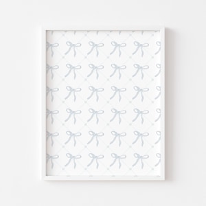 Blauwe strikpatroon muurkunst, trendy tienermeisje kamer wanddecoratie, preppy kamerinrichting, flirt kunst aan de muur, esthetische girly kamerinrichting, lichtblauw