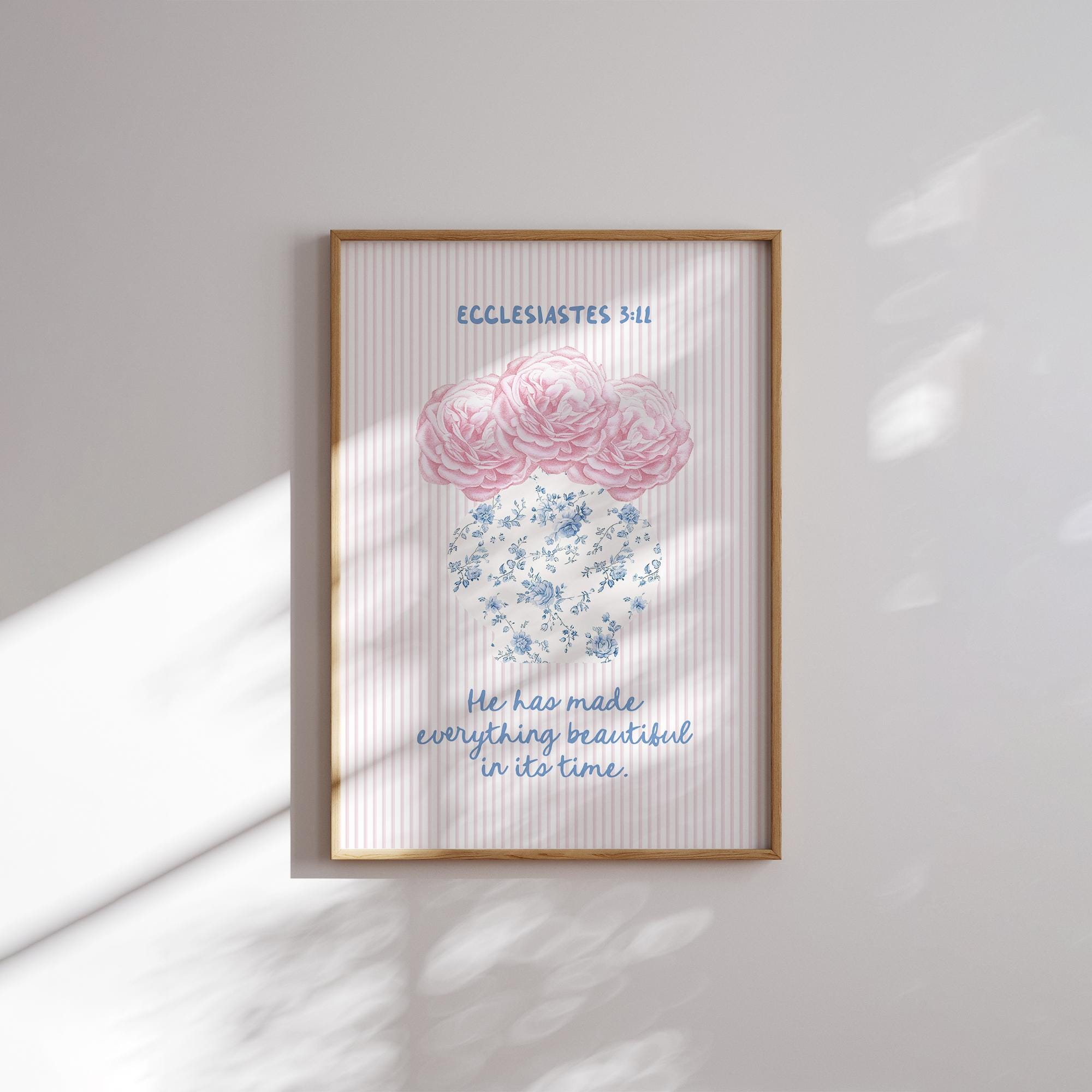 Pink & Blue Christian Bible Verse Prints: Girly Room Decor (digital ...