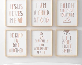 Neutral Nursery Scripture Prints: Christian Bible Wall Art (Digital Download)