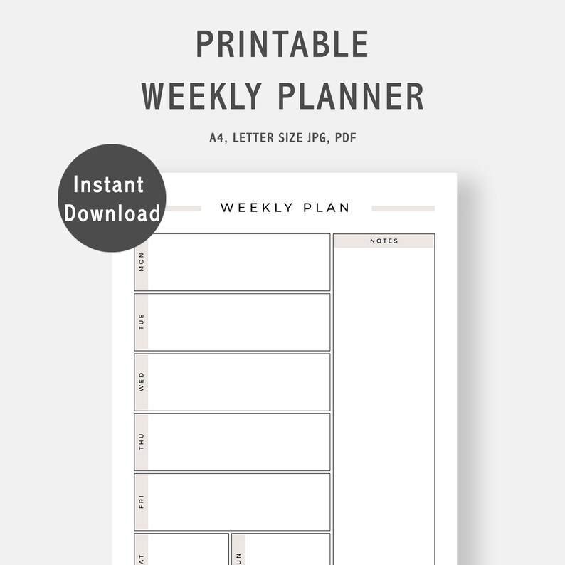weekly planner landscape planner agenda planner to do list etsy
