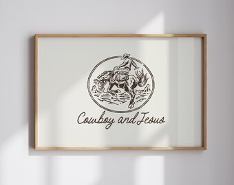 Cowboy and Jesus Art Print: Western Christian Home Decor (Digital Download)
