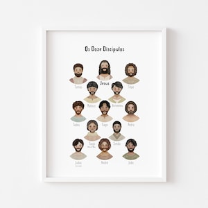 In het Portugees De twaalf discipelen en Jezus kunstwerk poster bijbel christelijk kleuterschool christelijk kinderdagverblijf kerk zondagsschool klaslokaal