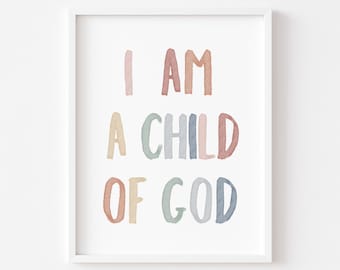 Lámina "Niño de Dios": Arte mural bíblico infantil en tonos pastel (descarga digital)