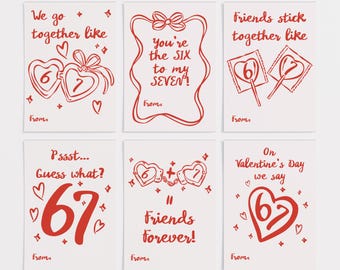 Lustige Valentinstag Karten für Preteens, handgezeichnete Klassenzimmerbörse (digitaler Download)