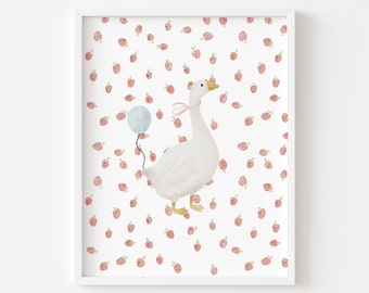 Silly Goose Strawberry Wall Art: Whimsical Nursery Decor (Digital Download)