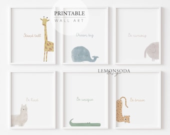 Affirmation Kinder, neutrale Aquarell Druck Kinder Zitat, Aquarell Kinderzimmer Wand Dekor, Kinderzimmer Wand, Instant Download