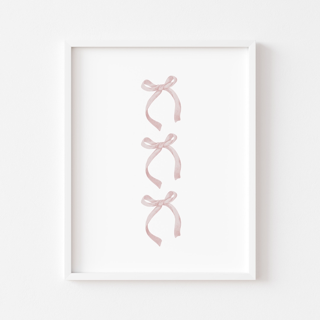 Pink Bow Watercolor Print: Girly Room Wall Art (digital Download) - Etsy