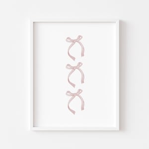 Pink bow wall art, Trendy Girls room wall decor, Preppy room decor, coquette wall art, aesthetic Girly room decor, Watercolor ribbon print