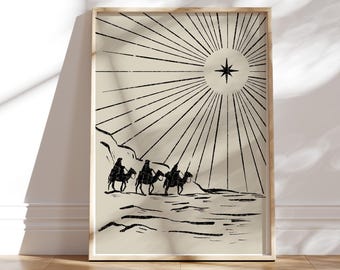 Three Wisemen Nativity Scene Print: Vintage Christmas Decor (Digital Download)