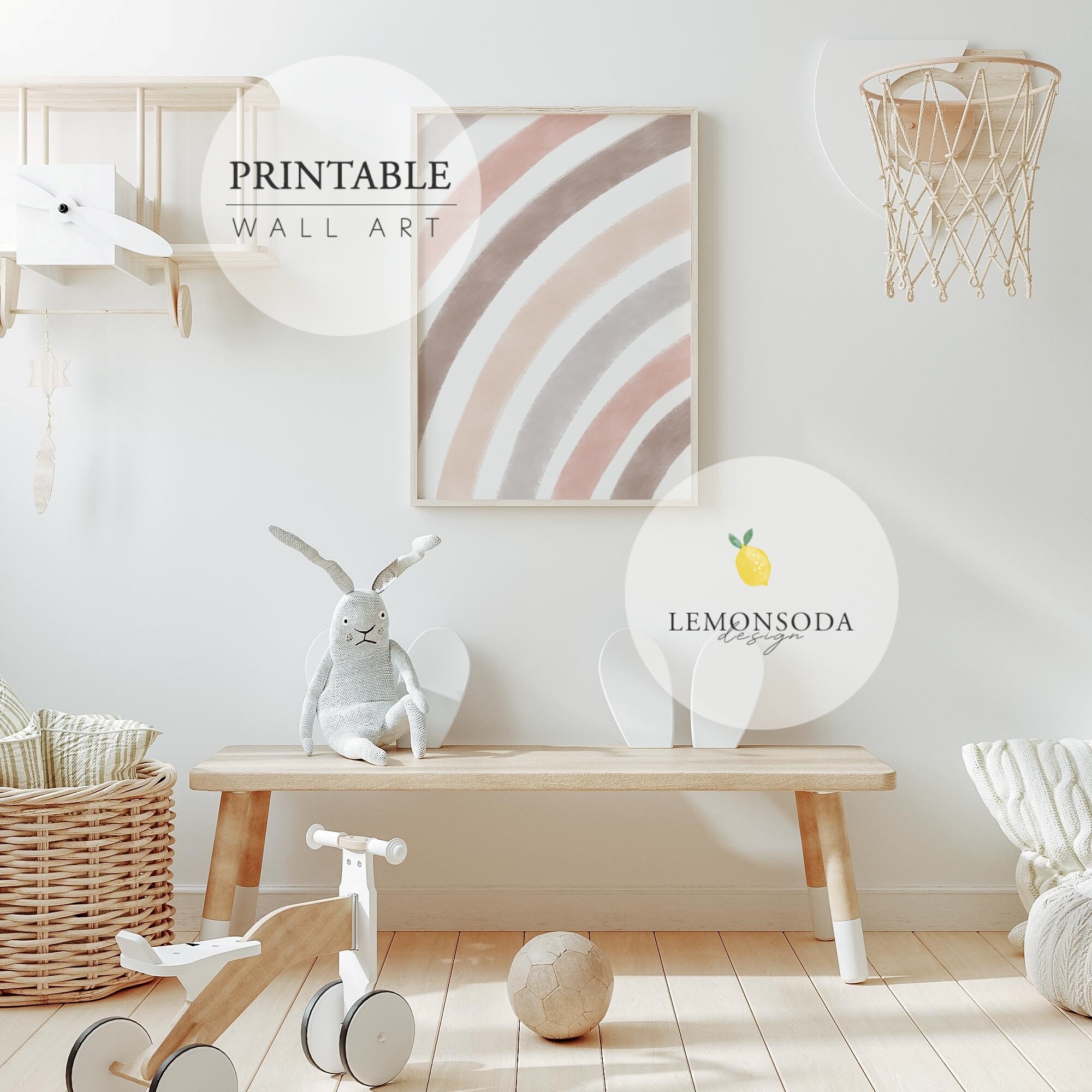 Neutral Rainbow Nursery Decor Printable Neutral Rainbow Art Etsy