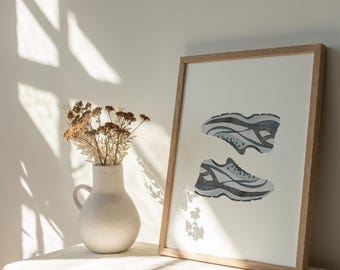 Blue Running Shoes Watercolor Art Print: Sports Nursery Decor (Digital Download)