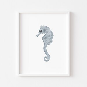 Seepferdchen Druck, druckbare Wandkunst, Aquarell, Ocean Beach Haus, Wanddekor fürs Badezimmer, Wanddekor fürs Bad, Einweihungsgeschenk