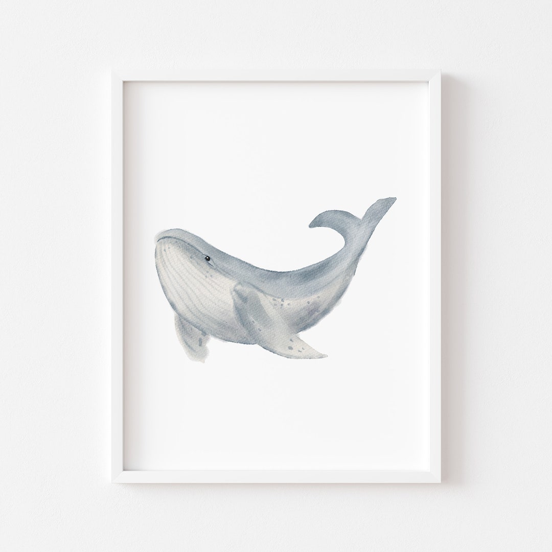 Blue Whale Printable Wall Art, Whale Wall Decor, Beach House Wall Decor ...