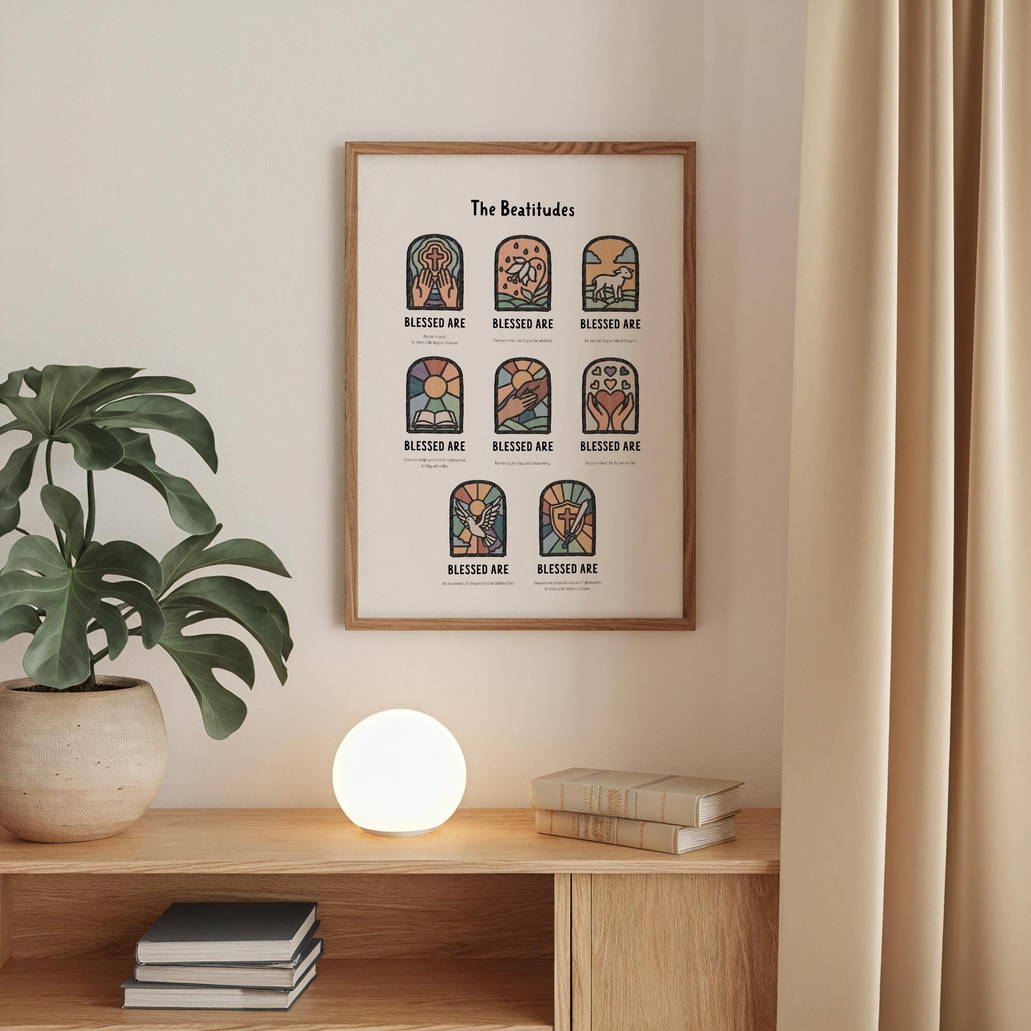 Beatitudes Christian Wall Art: Boho Bible Verse Poster (digital ...