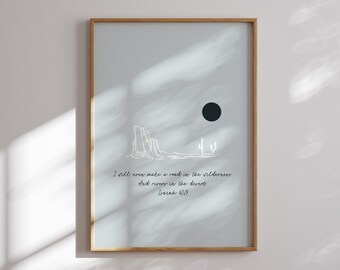 Modern Christian Wall Art Print Isaiah 43:19 Desert Abstract Christian Art Print Western Christian Print gift Prayer Room Decor Scripture