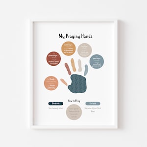 My praying hands print, Printable Christian educational wall art, Church Sunday school Nursery poster, Christian wall decor Watercolor kids