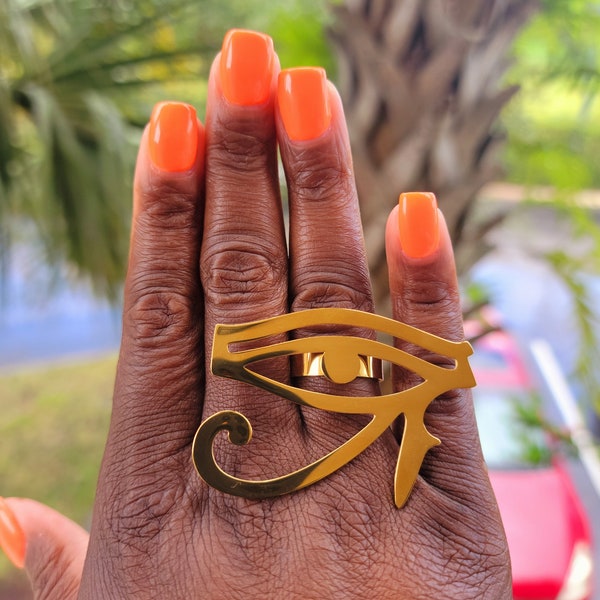 Eye of Ra Ring, Egyptian Symbol Ring, Statement Ring, Eye of Horus Ring, Egyptian Jewelry, Spiritual Jewelry, Ethnic Jewelry