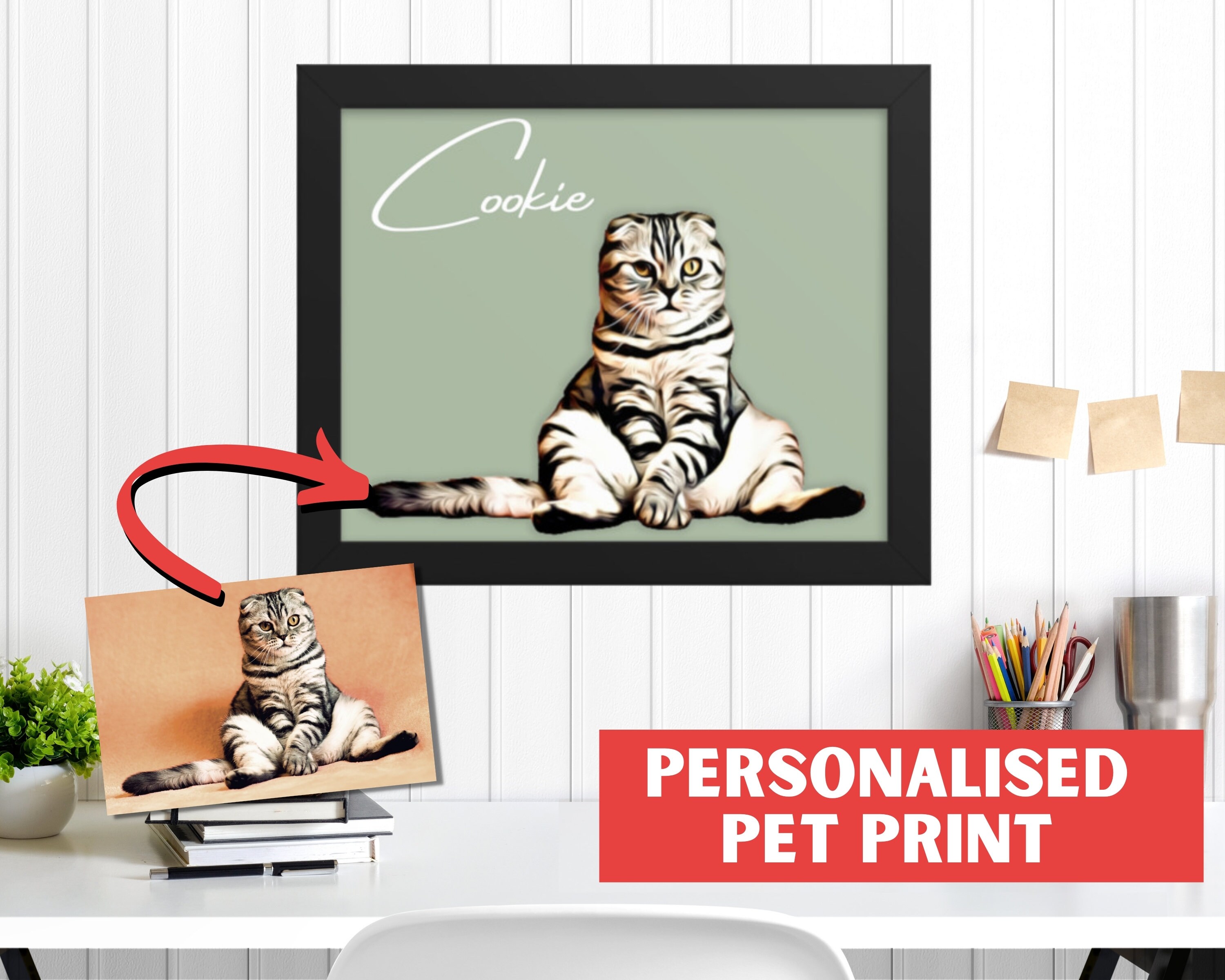 Pet Portrait Personalized Pet Portrait from Photo Custom Pet Etsy