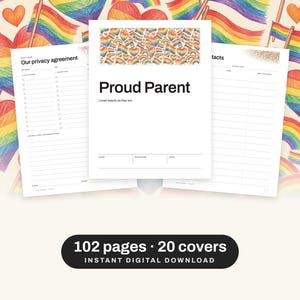 Proud Parent Binder Printable, Parents of LGBTQ Kids, Trans and Gay Teen Support Planner PDF, Coming Out Gift, 102 Pages, Letter and A4