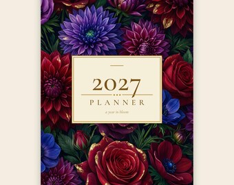 2027 Planner Hardcover A5 Dated Weekly Agenda, Gilded Flowers Floral Planner, Habit Tracker Reading Log Trip Journal, Gift for Her