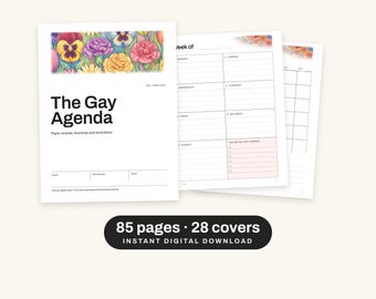 Gay Agenda Planner Printable, Undated LGBTQ Pride Planner PDF, Queer Weekly Monthly Planner, Habit and Mood Tracker, 85 Pages, US Letter
