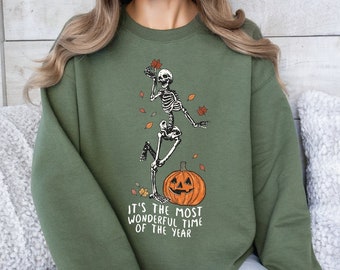 It's the Most Wonderful Time of the Year Halloween Sweatshirt, Halloween Outfit,Halloween Spooky, Skeleton Party Tee,Skeleton Halloween,