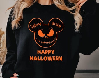 Jack Skellington Mickey Halloween Sweatshirt, Disney Halloween Family Shirt, Halloween Party Sweater, Jack Skellington, Happy Halloween