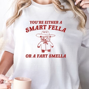 Are You A Smart Fella Or Fart Smella Shirt, Retro Cartoon T Shirt, Weird T Shirt, Meme T Shirt, Trash Panda T Shirt